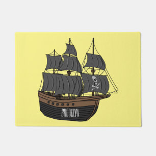 Abbildung des Cartoon von Piratenschiffen Fußmatte