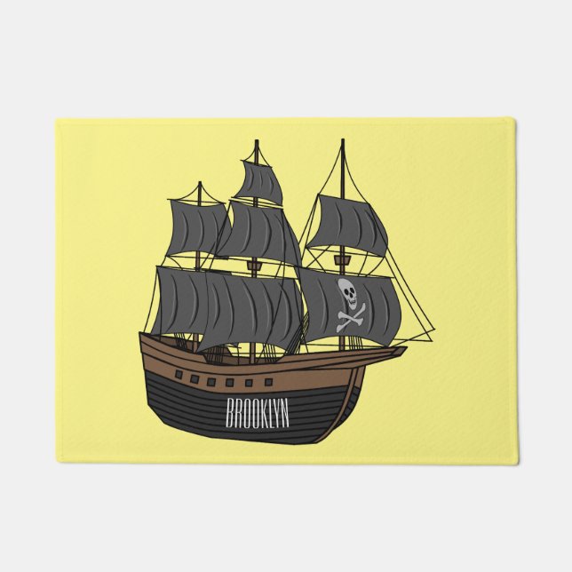 Abbildung des Cartoon von Piratenschiffen Fußmatte (Vorderseite)