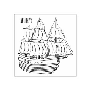 Abbildung des Cartoon von Piratenschiffen Gummistempel