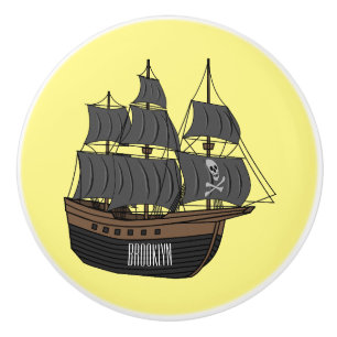 Abbildung des Cartoon von Piratenschiffen Keramikknauf