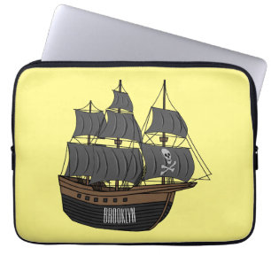 Abbildung des Cartoon von Piratenschiffen Laptopschutzhülle