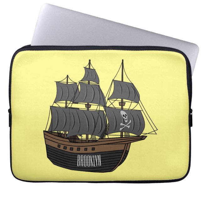 Abbildung des Cartoon von Piratenschiffen Laptopschutzhülle (Vorderseite)