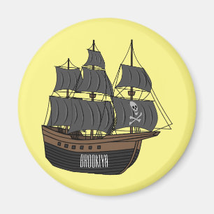 Abbildung des Cartoon von Piratenschiffen Magnet