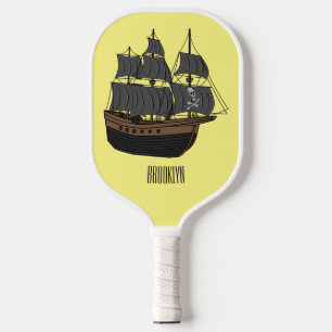 Abbildung des Cartoon von Piratenschiffen Pickleball Schläger