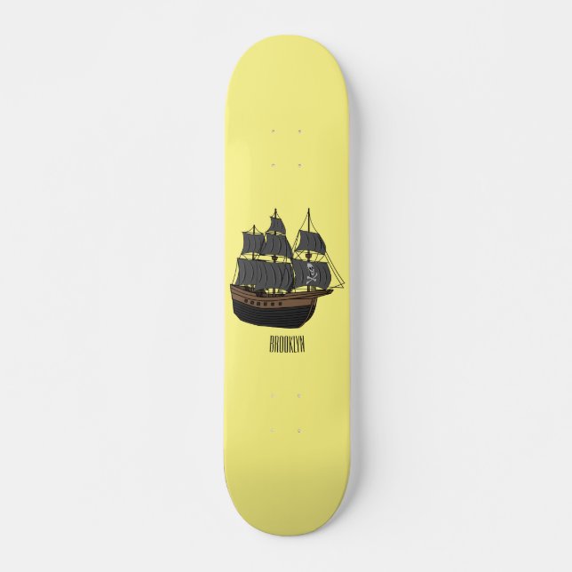 Abbildung des Cartoon von Piratenschiffen Skateboard (Vorne)