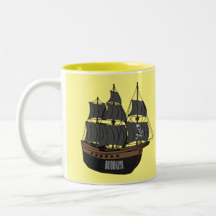 Abbildung des Cartoon von Piratenschiffen Zweifarbige Tasse