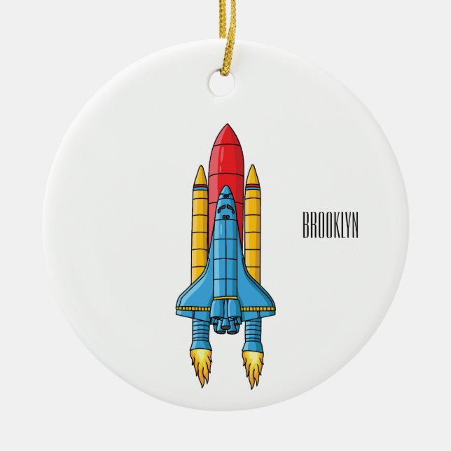 Abbildung des Cartoon von Raketenschiffen Keramik Ornament (Vorne)