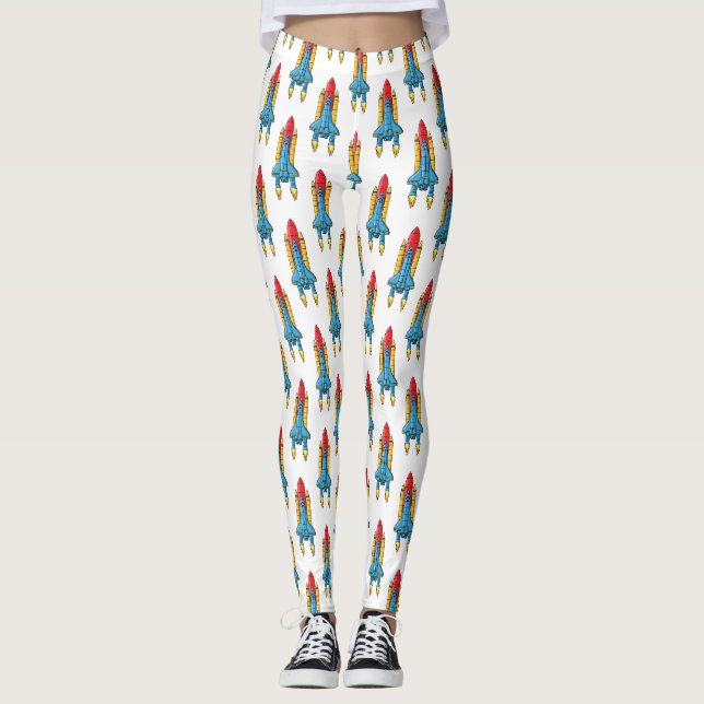 Abbildung des Cartoon von Raketenschiffen Leggings (Vorderseite)
