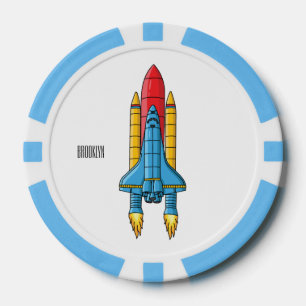 Abbildung des Cartoon von Raketenschiffen Pokerchips