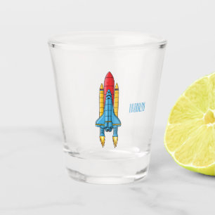 Abbildung des Cartoon von Raketenschiffen Schnapsglas