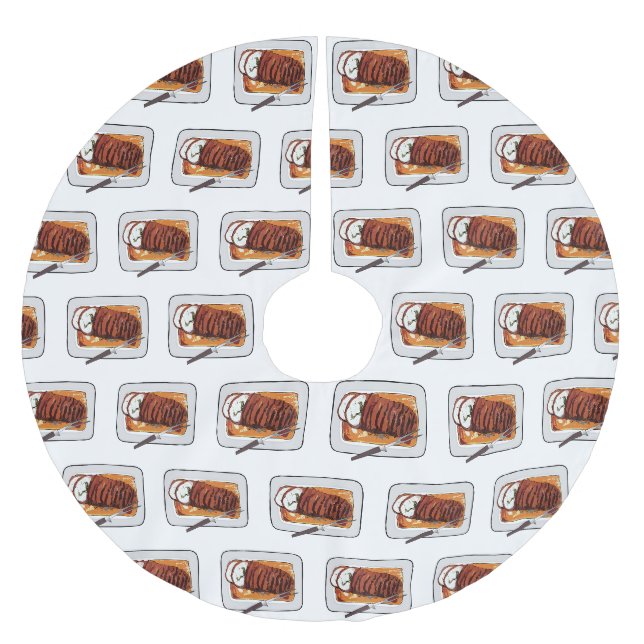 Abbildung des Cartoon von Roasttruthühnern Polyester Weihnachtsbaumdecke (Vorderseite)
