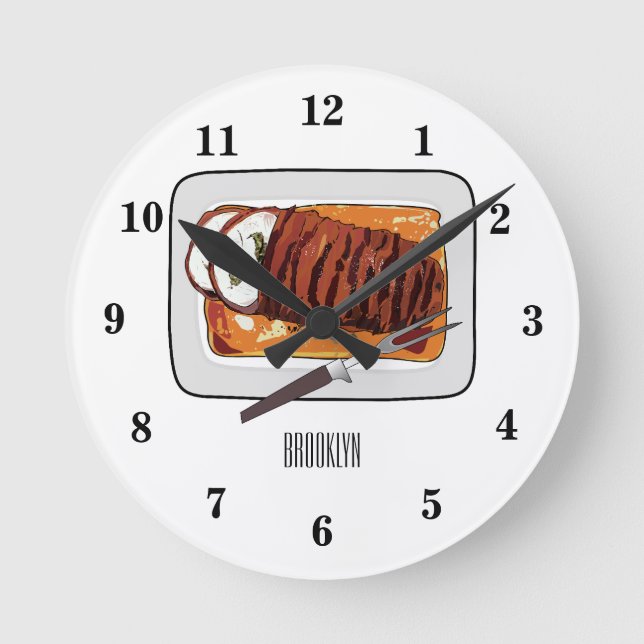 Abbildung des Cartoon von Roasttruthühnern Runde Wanduhr (Vorderseite)