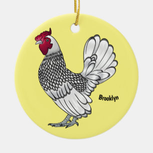 Abbildung des Cartoon von Sebright-Hühnern Keramik Ornament