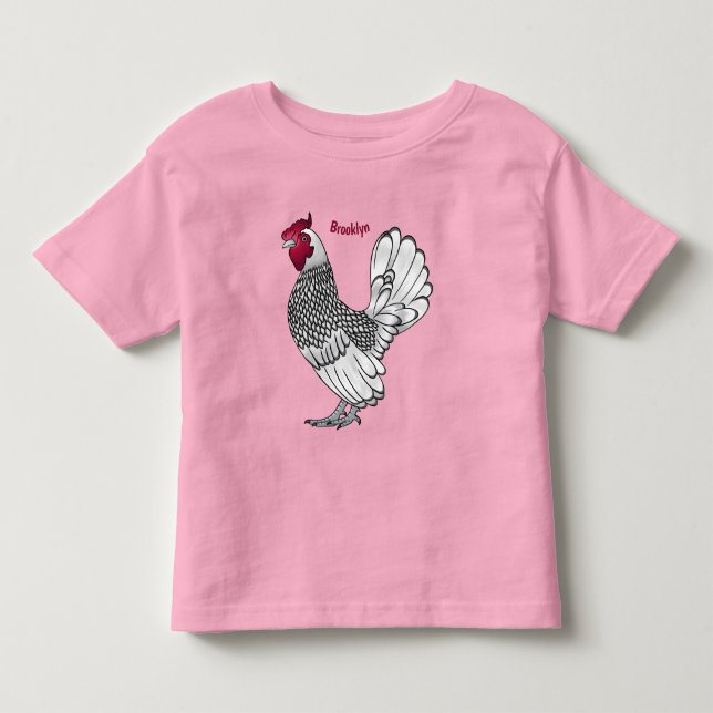 Abbildung des Cartoon von Sebright-Hühnern Kleinkind T-shirt (Vorderseite)