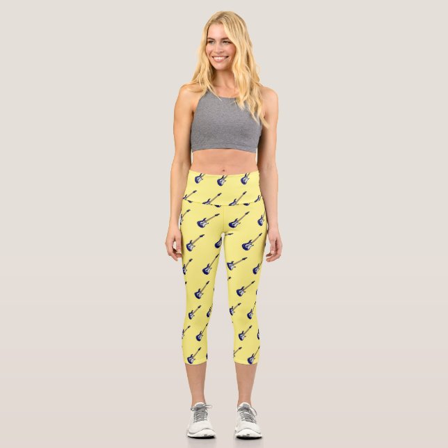 Abbildung des elektrischen Gitarren-Cartoon Capri Leggings (Vorderseite)