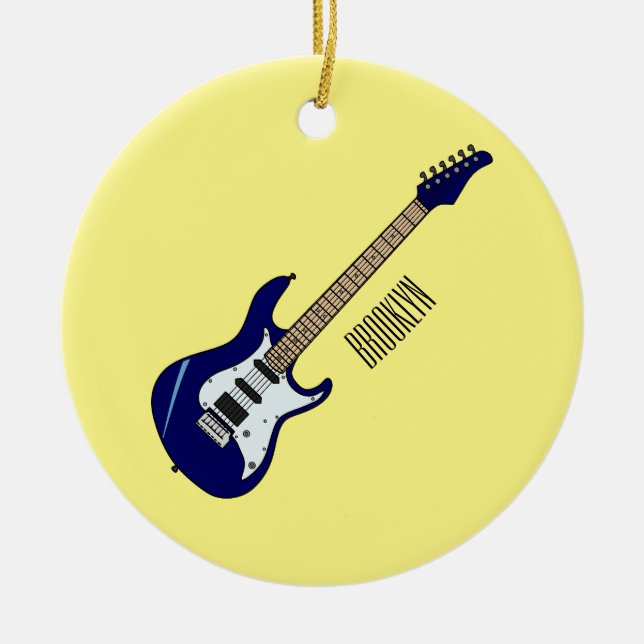Abbildung des elektrischen Gitarren-Cartoon Keramik Ornament (Vorne)