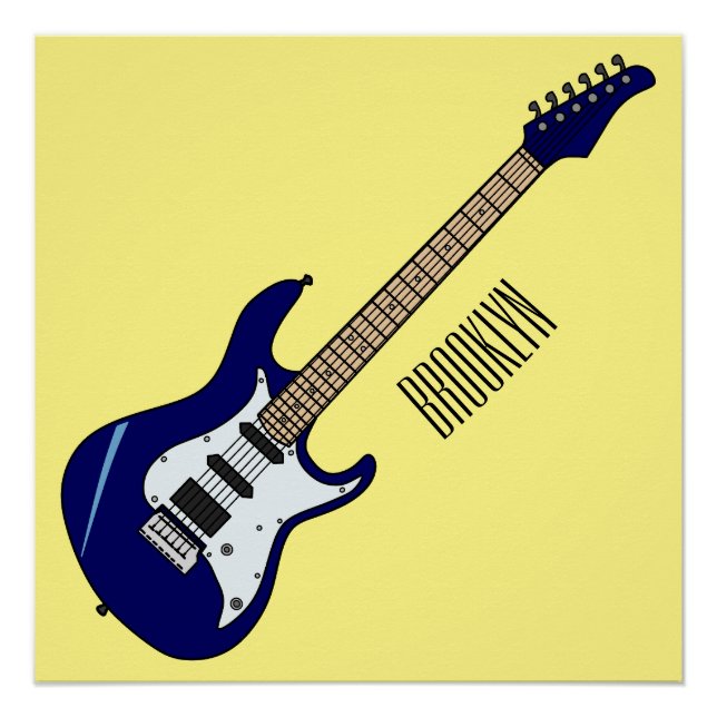 Abbildung des elektrischen Gitarren-Cartoon Poster (Vorderseite)
