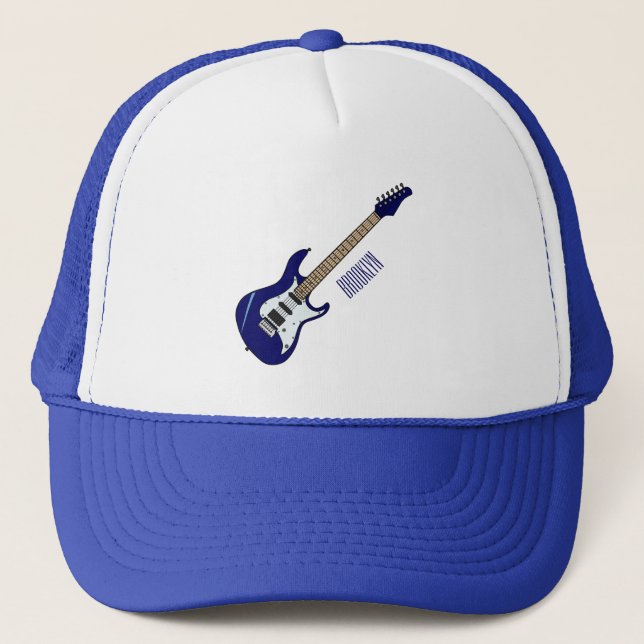 Abbildung des elektrischen Gitarren-Cartoon Truckerkappe (Vorderseite)
