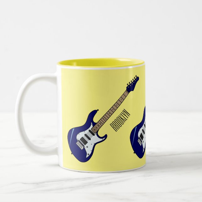 Abbildung des elektrischen Gitarren-Cartoon Zweifarbige Tasse (Links)