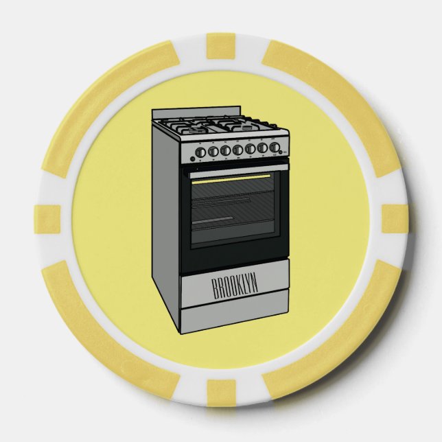 Abbildung des elektrischen Ofens Cartoon Pokerchips (Vorderseite)