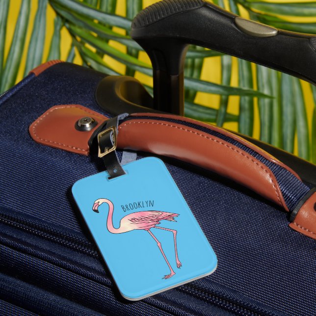 Abbildung des Flamingo-Vogel-Cartoon Gepäckanhänger (Vorderseite Insitu 1)