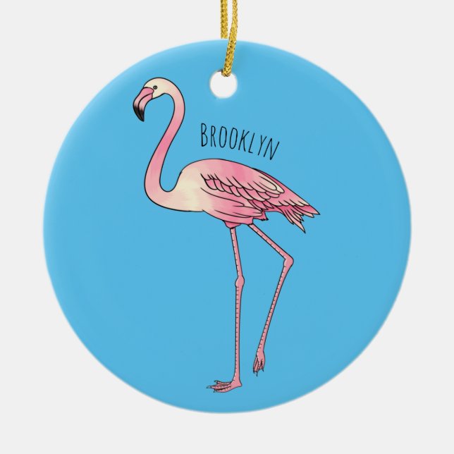 Abbildung des Flamingo-Vogel-Cartoon Keramik Ornament (Vorne)