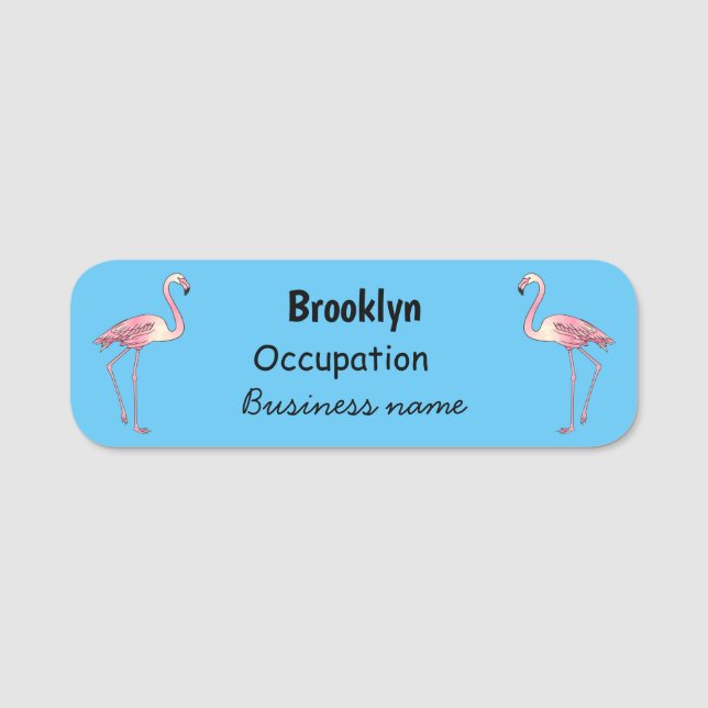 Abbildung des Flamingo-Vogel-Cartoon Namensschild (Vorderseite)