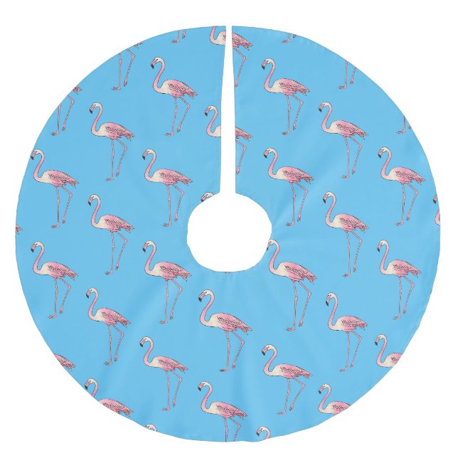Abbildung des Flamingo-Vogel-Cartoon Polyester Weihnachtsbaumdecke (Vorderseite)