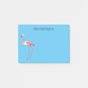 Abbildung des Flamingo-Vogel-Cartoon Post-it Klebezettel