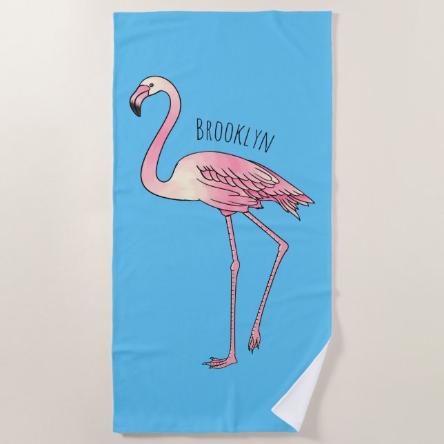 Abbildung des Flamingo-Vogel-Cartoon Strandtuch (Vorderseite)