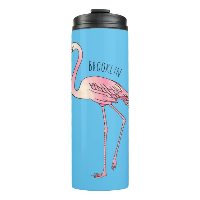 Abbildung des Flamingo-Vogel-Cartoon Thermosbecher (Vorderseite)