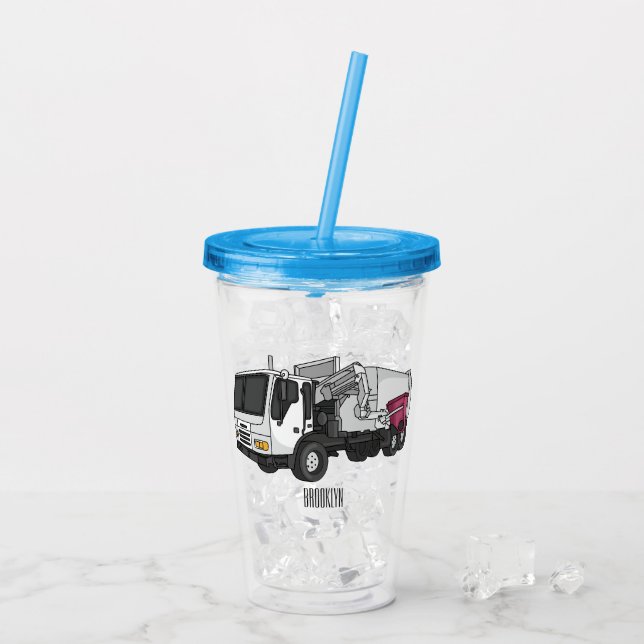 Abbildung des Garbage LKW-Cartoon Acryltrinkbecher (Rückseite Ice)