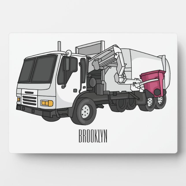 Abbildung des Garbage LKW-Cartoon Fotoplatte (Vorderseite)