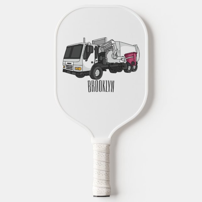 Abbildung des Garbage LKW-Cartoon Pickleball Schläger (Vorderseite)