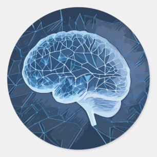 Abbildung des Gehirnsnetzwerks - Neuronales Netzwe Runder Aufkleber