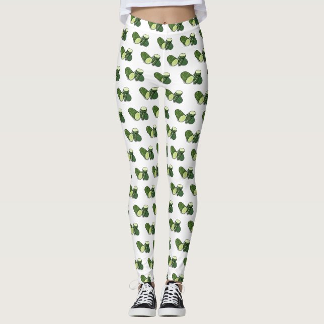 Abbildung des Gurkenkummers Cartoon Leggings (Vorderseite)