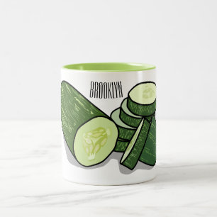 Abbildung des Gurkenkummers Cartoon Zweifarbige Tasse