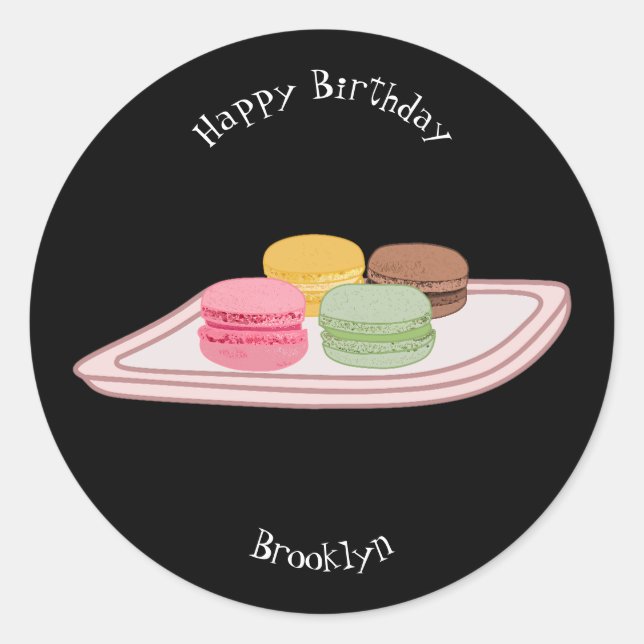 Abbildung des Macaron-Cartoon Runder Aufkleber (Vorderseite)