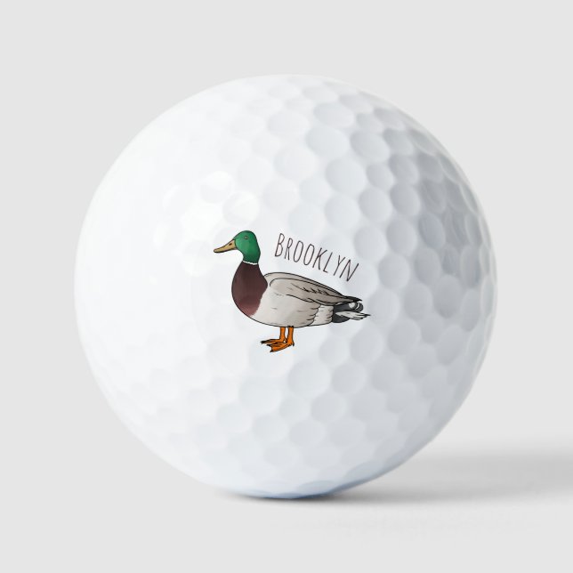 Abbildung des Mallard-Enten-Cartoon Golfball (Vorderseite)