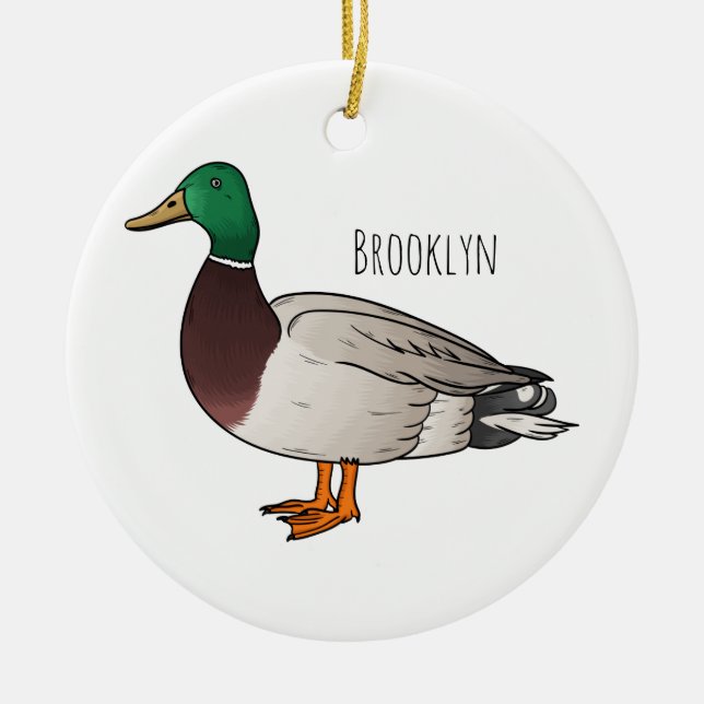 Abbildung des Mallard-Enten-Cartoon Keramik Ornament (Vorne)