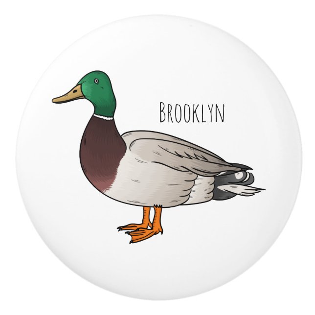 Abbildung des Mallard-Enten-Cartoon Keramikknauf (Vorderseite)