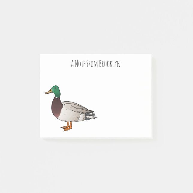 Abbildung des Mallard-Enten-Cartoon Post-it Klebezettel (Vorderseite)
