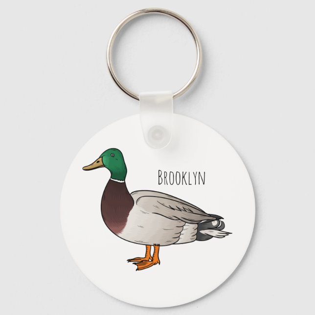 Abbildung des Mallard-Enten-Cartoon Schlüsselanhänger (Vorderseite)