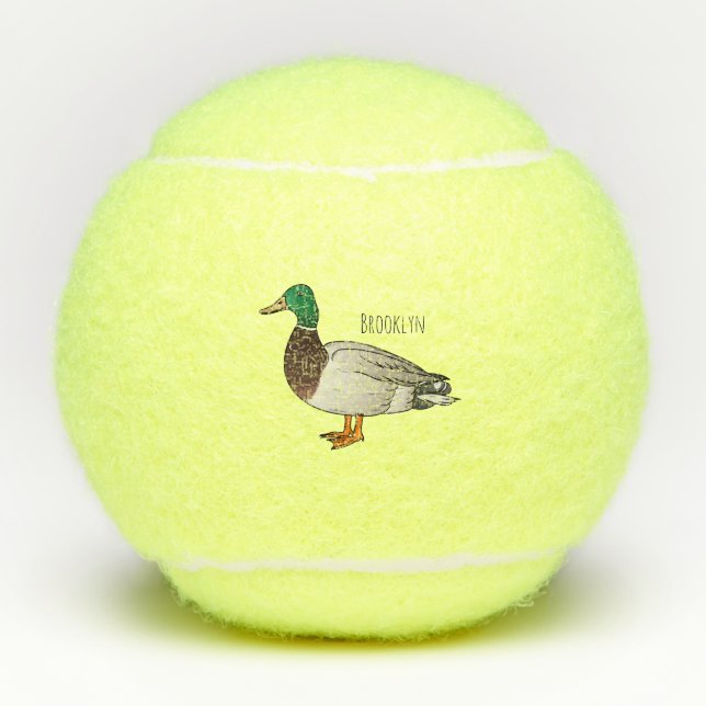 Abbildung des Mallard-Enten-Cartoon Tennisbälle (Vorderseite)