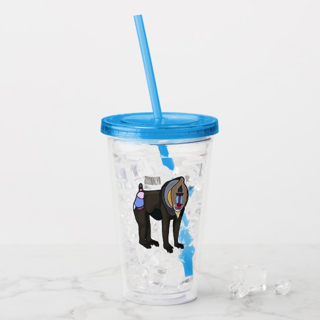 Abbildung des Mandrill Cartoon Acryltrinkbecher (Vorderseite Ice)