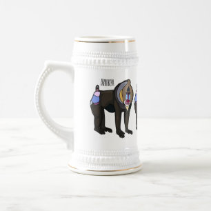 Abbildung des Mandrill Cartoon Bierglas