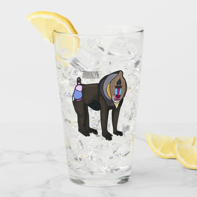 Abbildung des Mandrill Cartoon Glas (Vorderseite Ice)