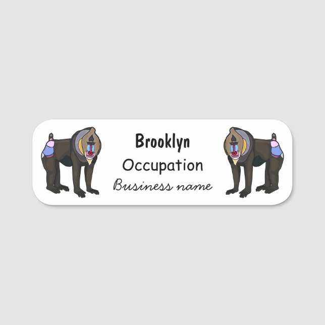 Abbildung des Mandrill Cartoon Namensschild (Vorderseite)
