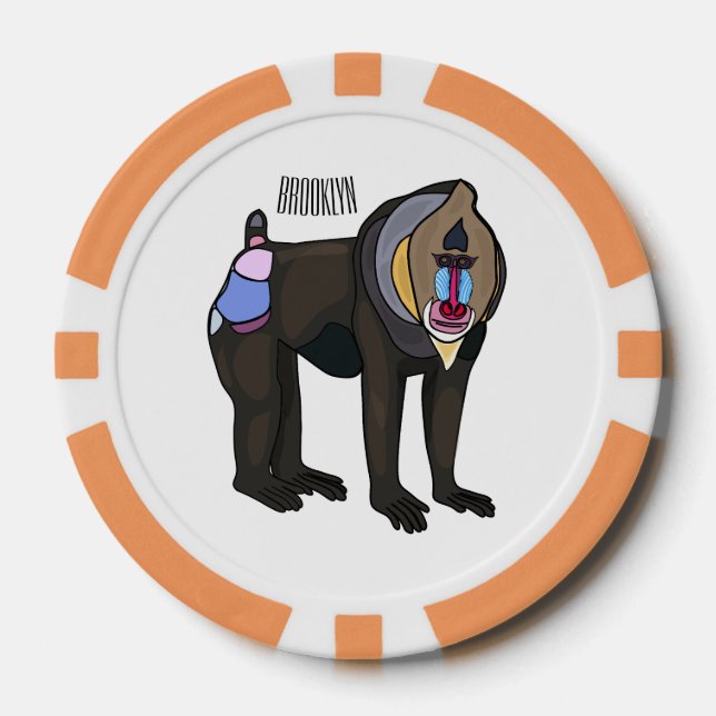 Abbildung des Mandrill Cartoon Pokerchips (Vorderseite)