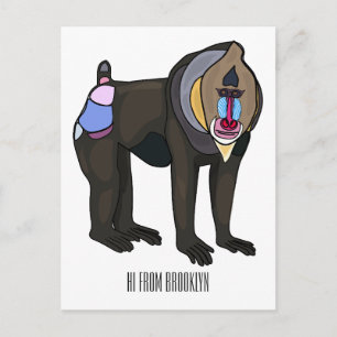 Abbildung des Mandrill Cartoon Postkarte